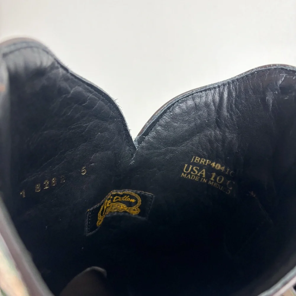 J.B. Dillon Green Bronze Metallic Glitter Cutout Cowboy Boots Sz 10C - Picture 10 of 13